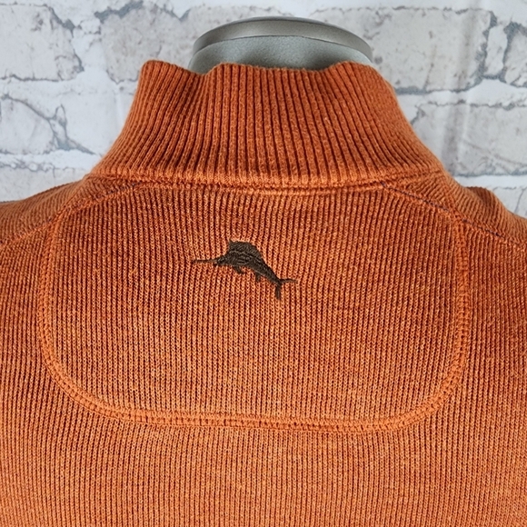 Tommy Bahama Reversible 1/2 Zip Sweater Burnt Orange Taupe Heather Size - Picture 7 of 13